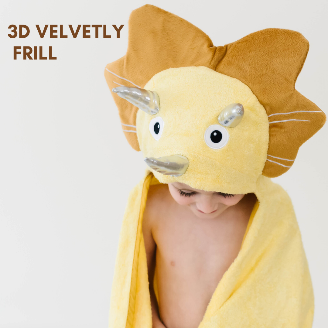 Yellow Dinosaur Bamboo Viscose Baby and Toddler Hooded Towel