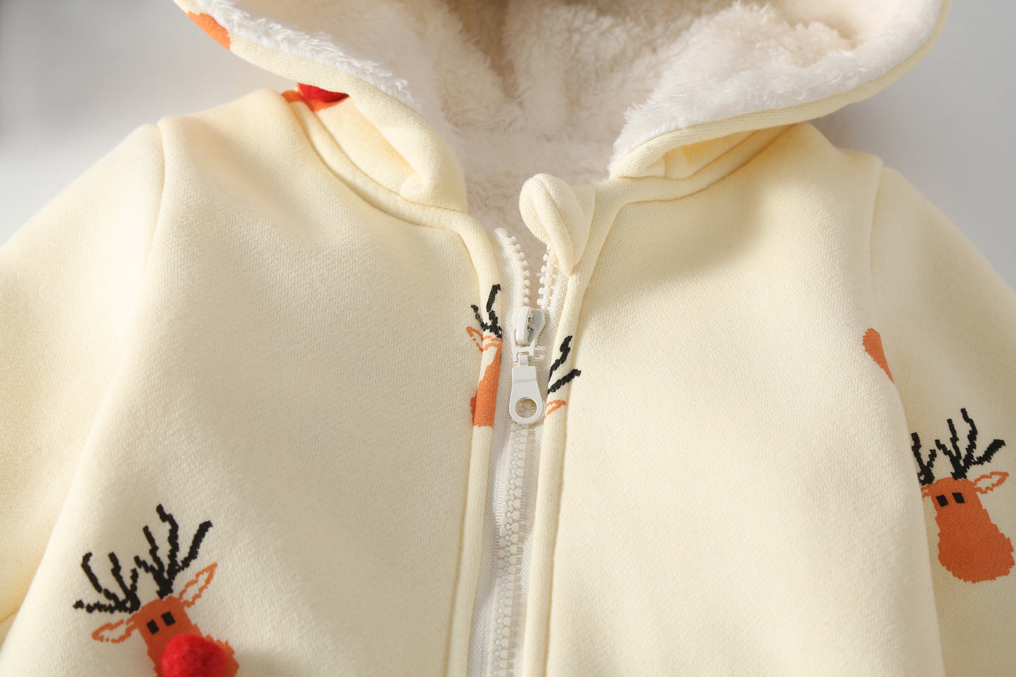 Christmas Deer Printed Zip-up Jumpsuit
